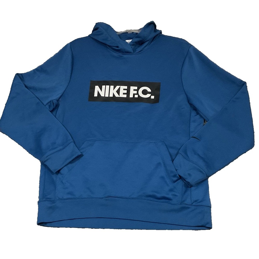 Nike F.C. Hoodie Mens M Black Dri-FIT Pullover Soccer Graphic Logo Training